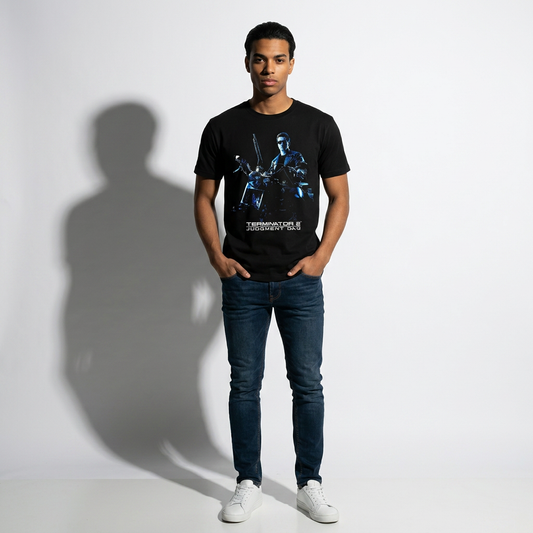 T-Shirt Terminator 2 T-800 Moto Scène Officielle Legend Stuff
