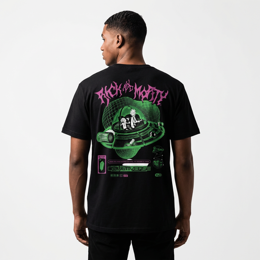 AI try-on - T-shirt Rick et Morty Multiverse Officiel – Recto Verso