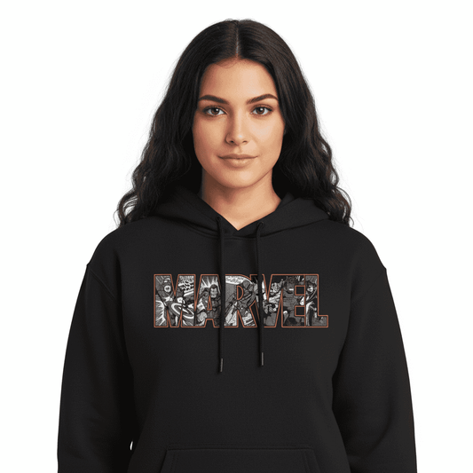 Sweat à capuche Marvel noir avec logo Marvel