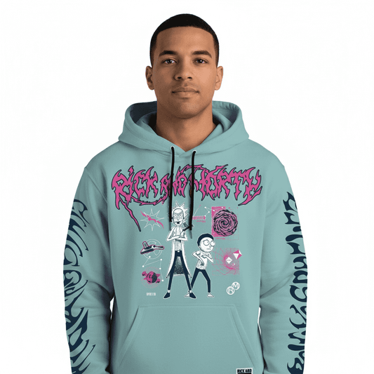 Sweat à capuche Rick and Morty avec illustration de personnages et motifs