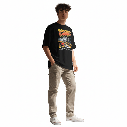 T-shirt Back to the Future – Modèle Racing Officiel, Noir, Année 85