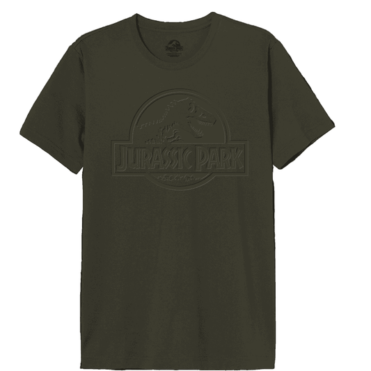 T-shirt Jurassic Park logo relief vert kaki pour homme, vêtement de mode