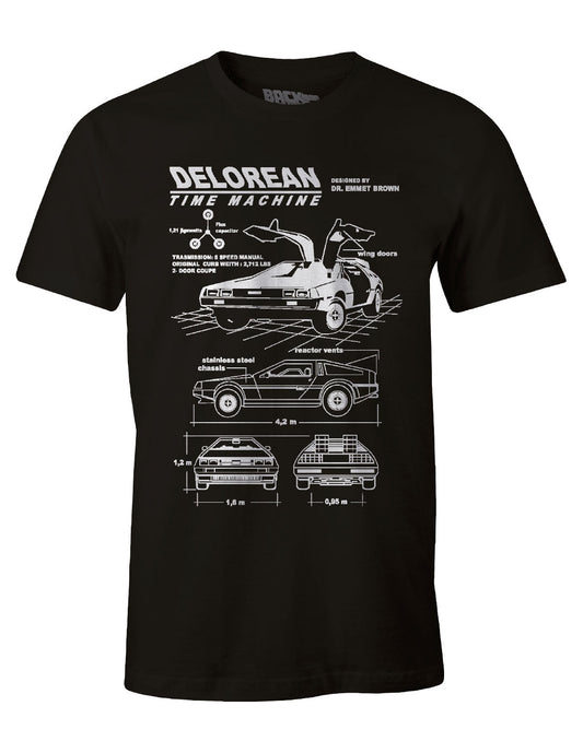 T-shirt Retour vers le futur - Delorean Blueprint - Legend Stuff - Retour vers le futur - T-shirt