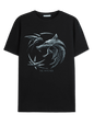 T-shirt The Witcher - The Wolf Logo - Legend Stuff noir avec logo emblématique du loup argenté, inspiré de la série Netflix. T-shirt classique pour homme, parfait pour les fans de la licence The Witcher.