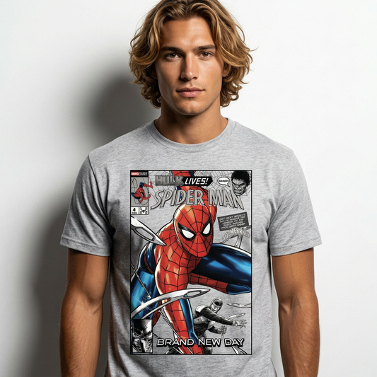 T-Shirt Spider-Man Brand New Day Gris pour fans Spiderman