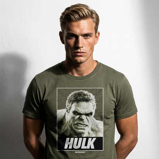 T-Shirt Hulk Incredible 2026 Kaki - Marvel Style Apparel Spiderman