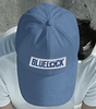 Casquette BLUE LOCH PATCH portée vue du dessus, design sportif et tendance inspiré du manga BLUE LOCK, idéale pour les amateurs de casquettes.