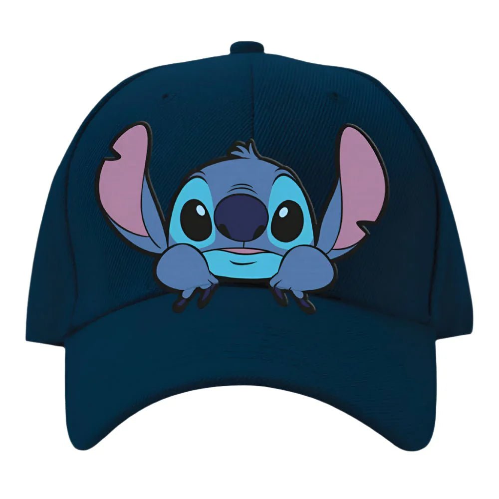 Casquette Lilo et Stich Disney - Stitch bleu marine avec broderie de Stitch à l'avant. Visière plate et design snapback tendance pour fans Disney.