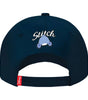 Dos de la casquette Lilo et Stich Disney - Stitch avec logo Stitch et fermeture snapback réglable. Étiquette rouge Disney cousue sur le côté.