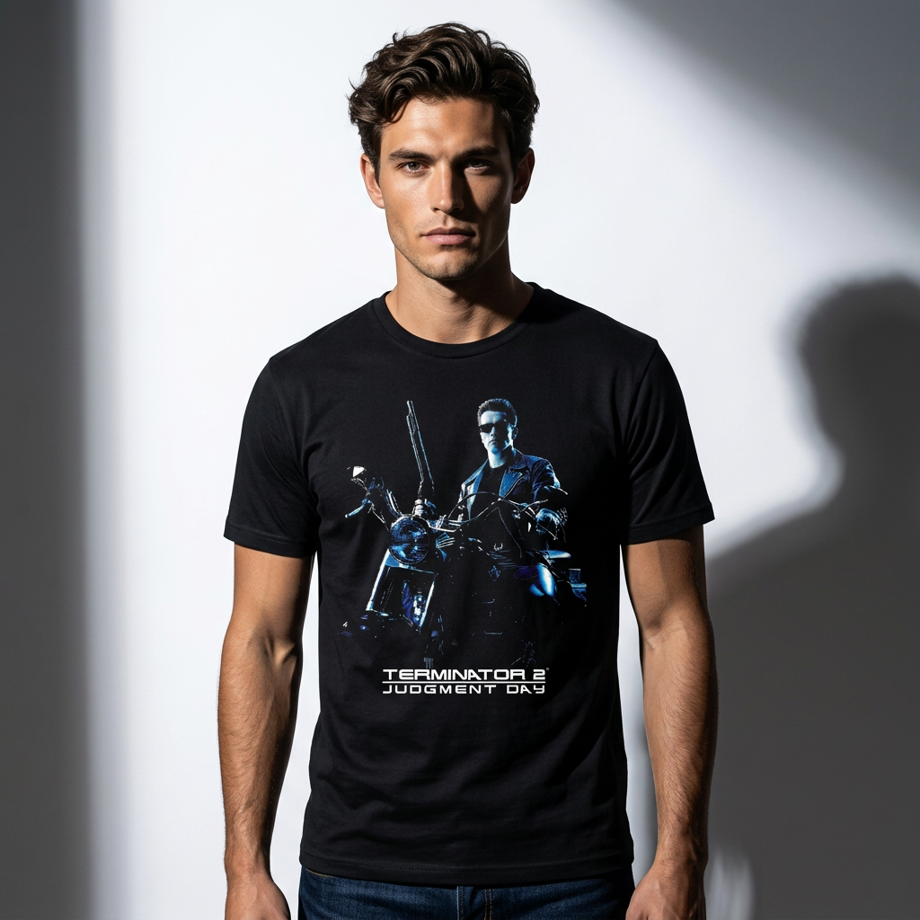 T-Shirt Terminator 2 T-800 Moto Scène Officielle Legend Stuff