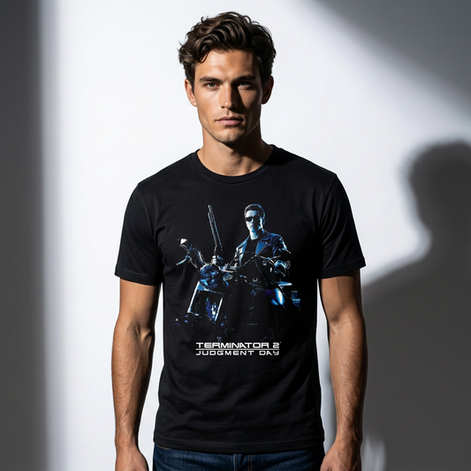 T-Shirt Terminator 2 T-800 Moto Scène Officielle Legend Stuff
