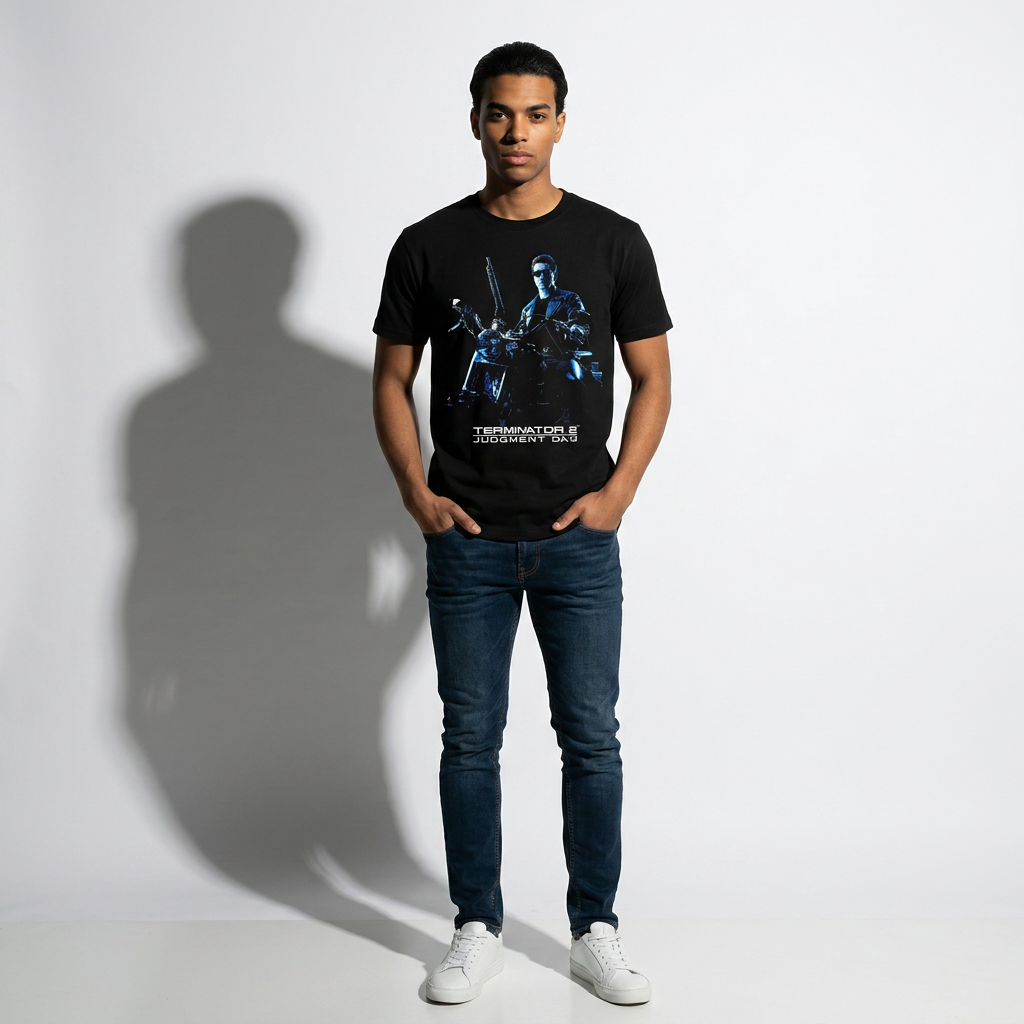 T-Shirt Terminator 2 T-800 Moto Scène Officielle Legend Stuff