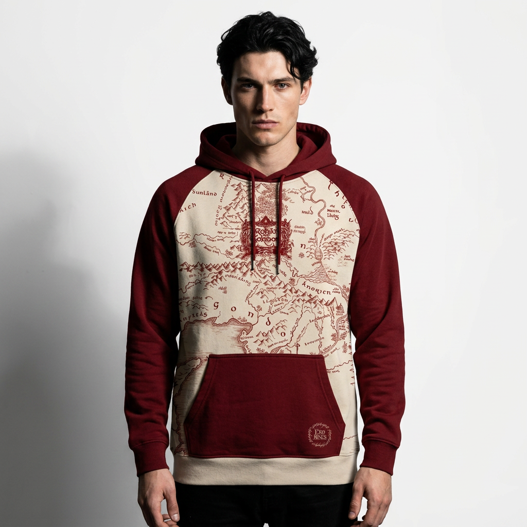 Hoodie Seigneur des Anneaux avec carte Terre du Milieu