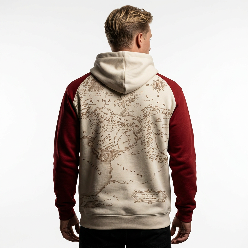 Hoodie Seigneur des Anneaux avec carte Terre du Milieu