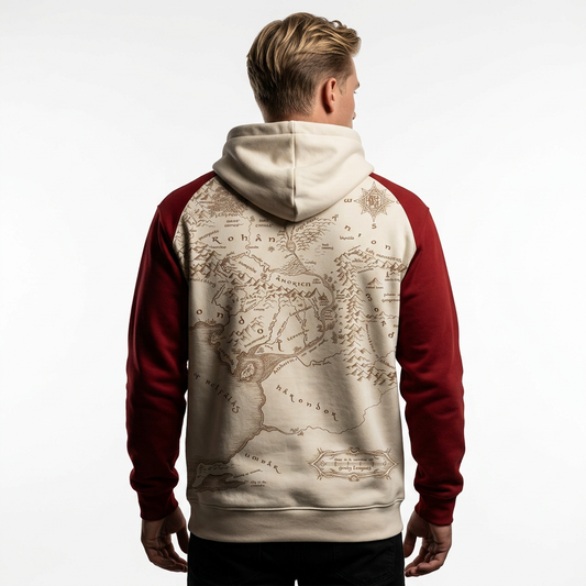 Hoodie Seigneur des Anneaux avec carte Terre du Milieu