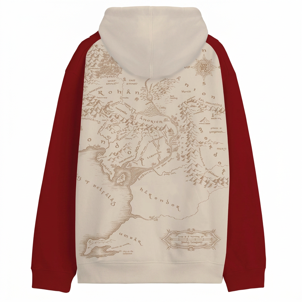 Hoodie Seigneur des Anneaux avec carte Terre du Milieu