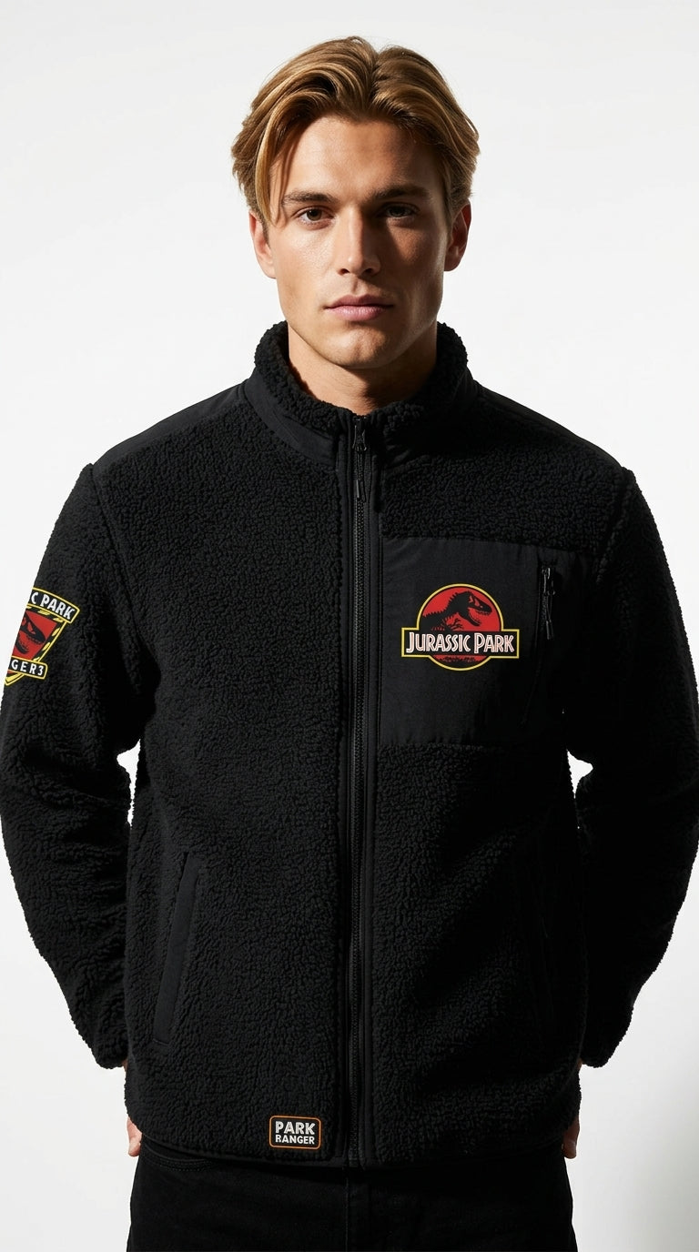 Veste Sherpa Homme Jurassic Park — Noire
