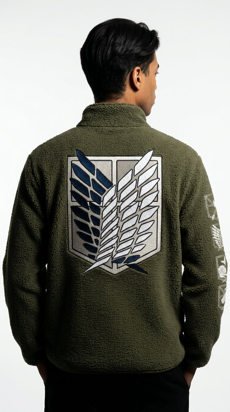 Veste Sherpa Homme L'Attaque des Titans — Kaki