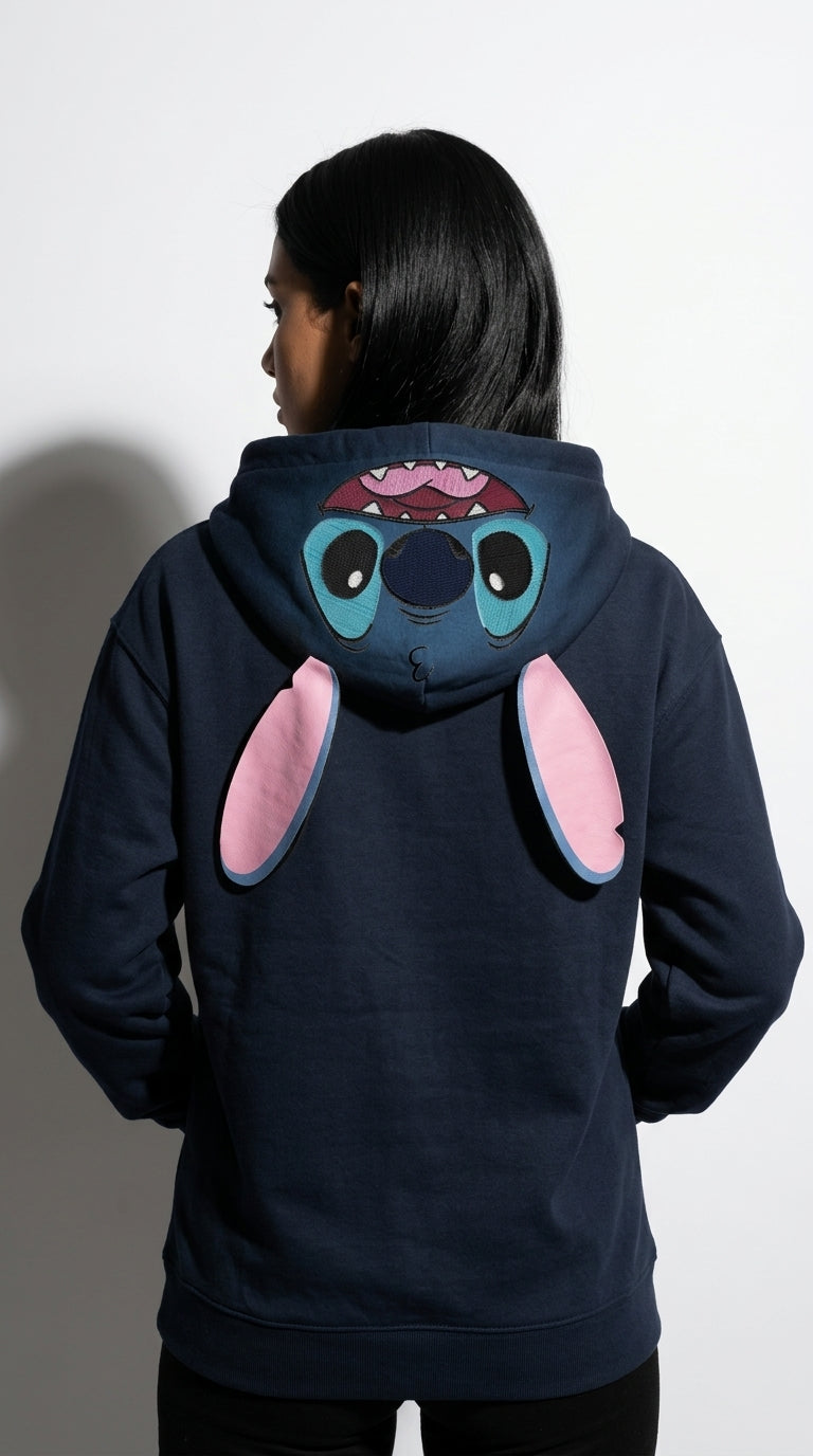 Sweat Sherpa Femme Disney Stitch — Ohana, Bleu Marine