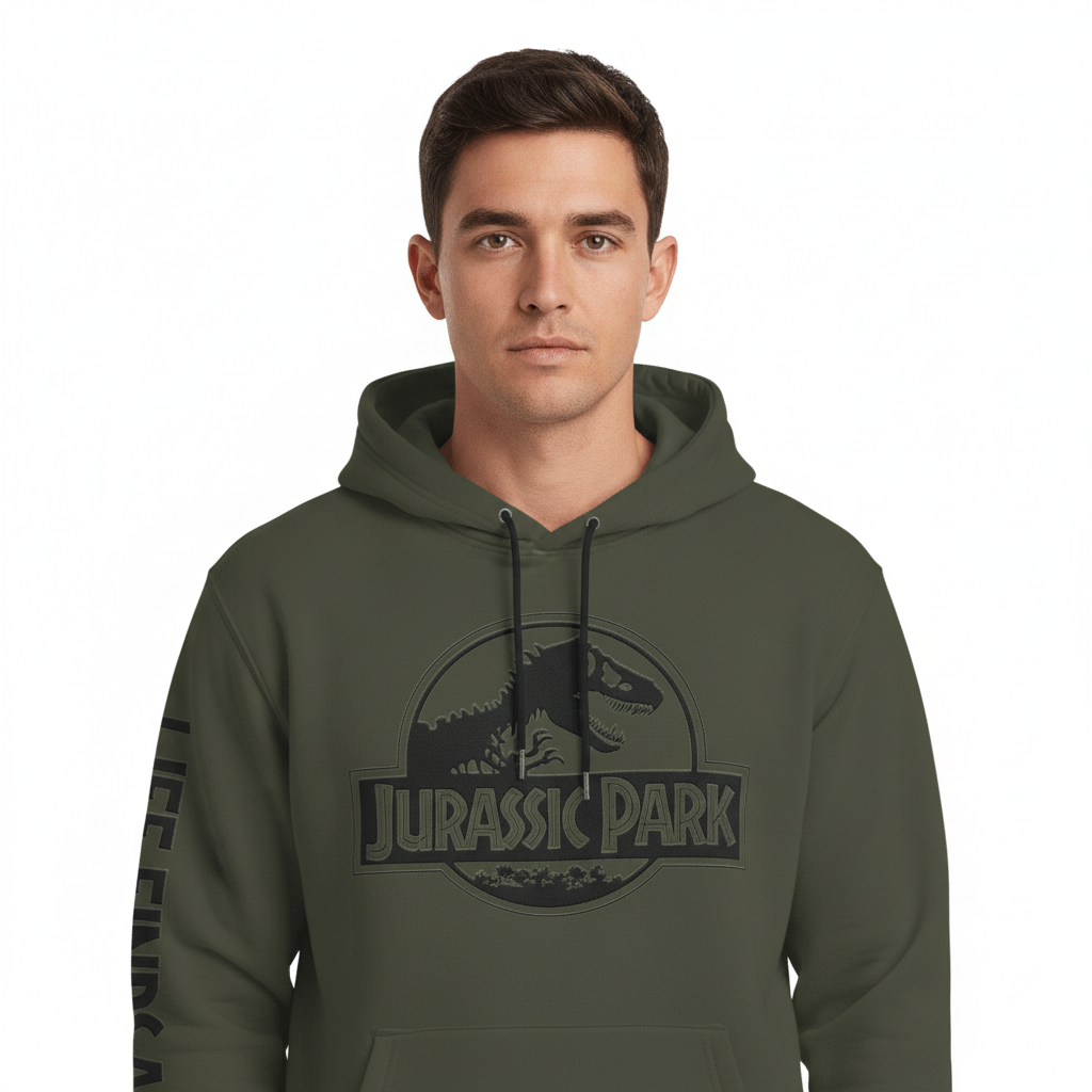 Hoodie Kaki Jurassic Park Officiel – Logo T-Rex