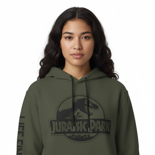 Hoodie Kaki Jurassic Park Officiel – Logo T-Rex