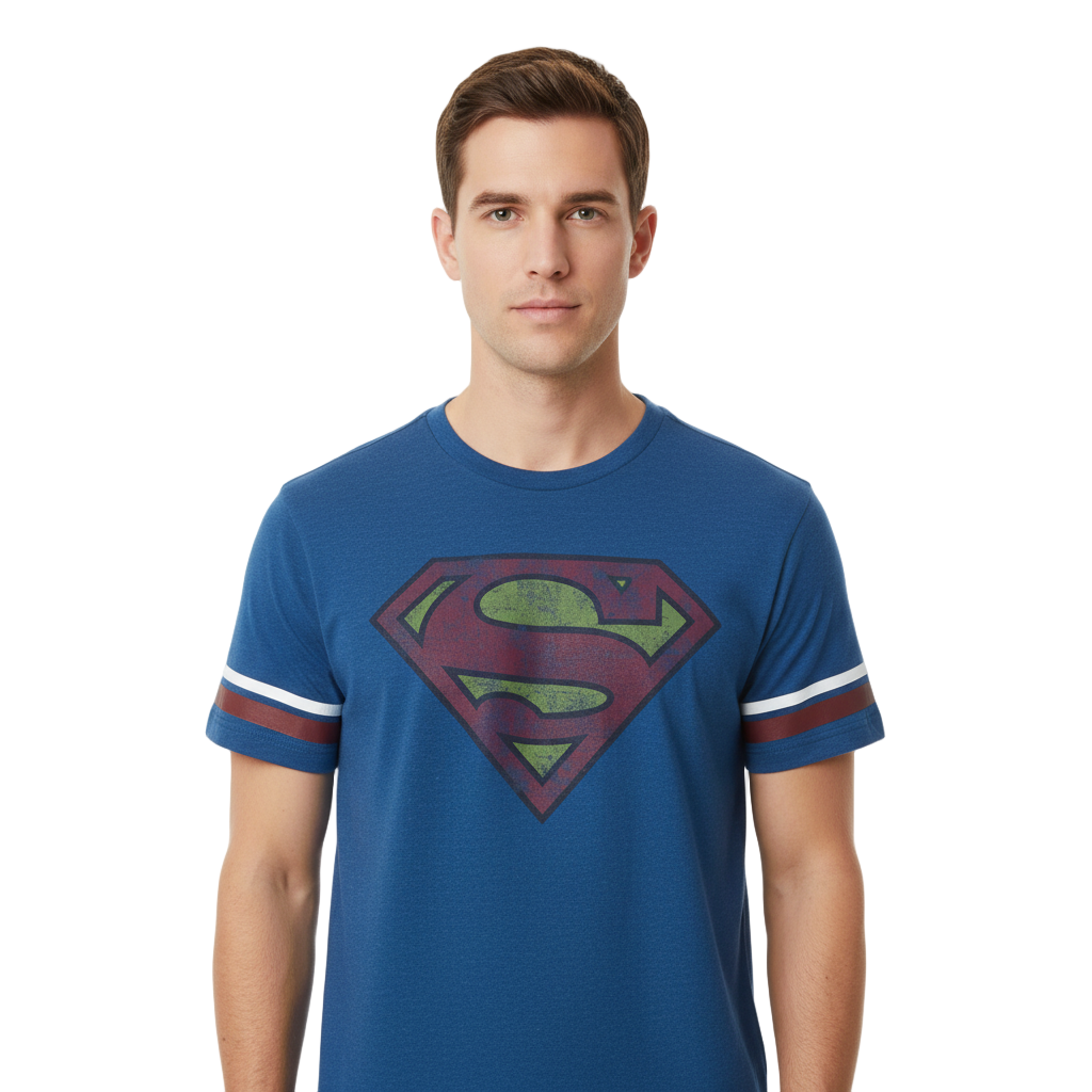 T-shirt Superman Bleu Vintage DC Comics Officiel