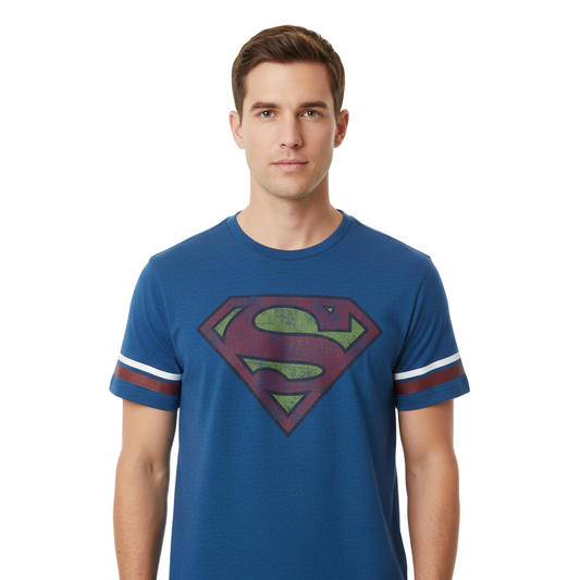 T-shirt Superman Bleu Vintage DC Comics Officiel