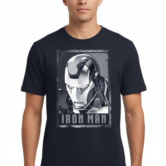 T-shirt Iron Man Officiel Marvel Homme - Casque Métallique