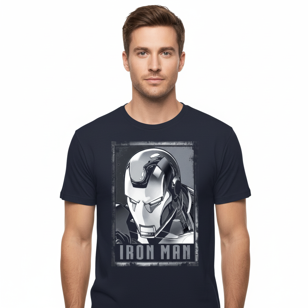 T-shirt Iron Man Officiel Marvel Homme - Casque Métallique