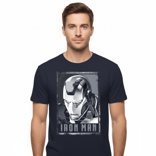 T-shirt Iron Man Officiel Marvel Homme - Casque Métallique
