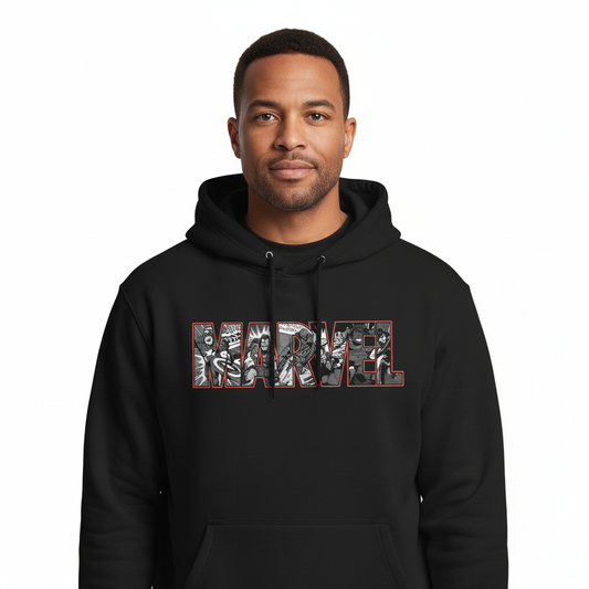 Sweat à Capuche Noir Officiel Super-Héros Marvel