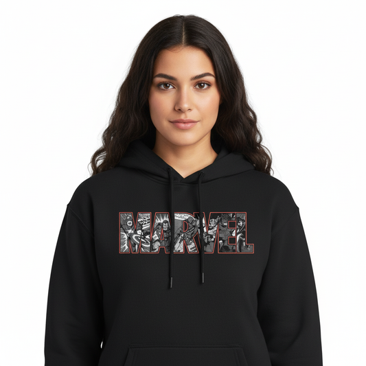 Sweat à Capuche Noir Officiel Super-Héros Marvel