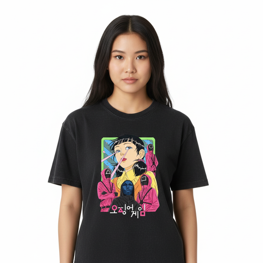 T-shirt Squid Game Col Rond Coton