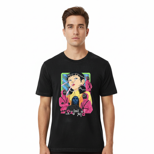 T-shirt Squid Game Col Rond Coton