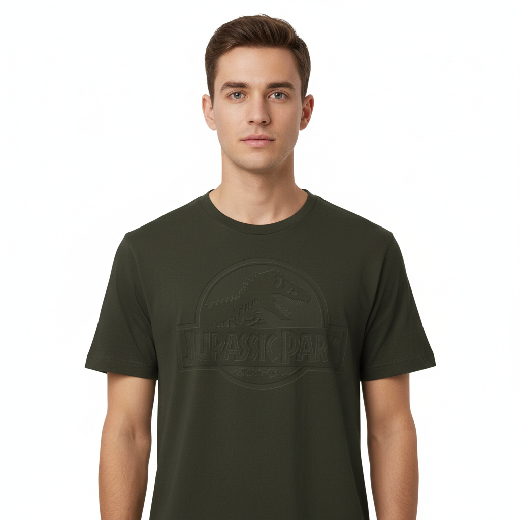 T-shirt Officiel Jurassic Park Logo 3D Vert Kaki