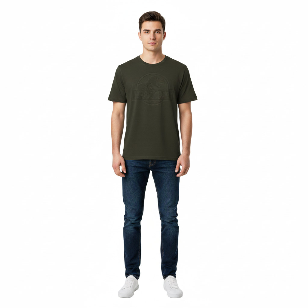 T-shirt Officiel Jurassic Park Logo 3D Vert Kaki