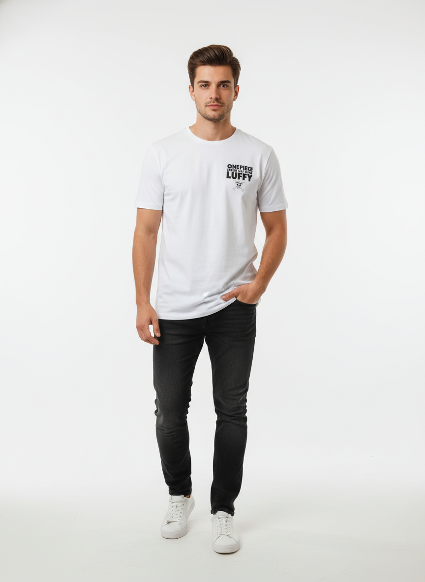 T-Shirt One Piece Doflamingo Back Print Blanc One Piece