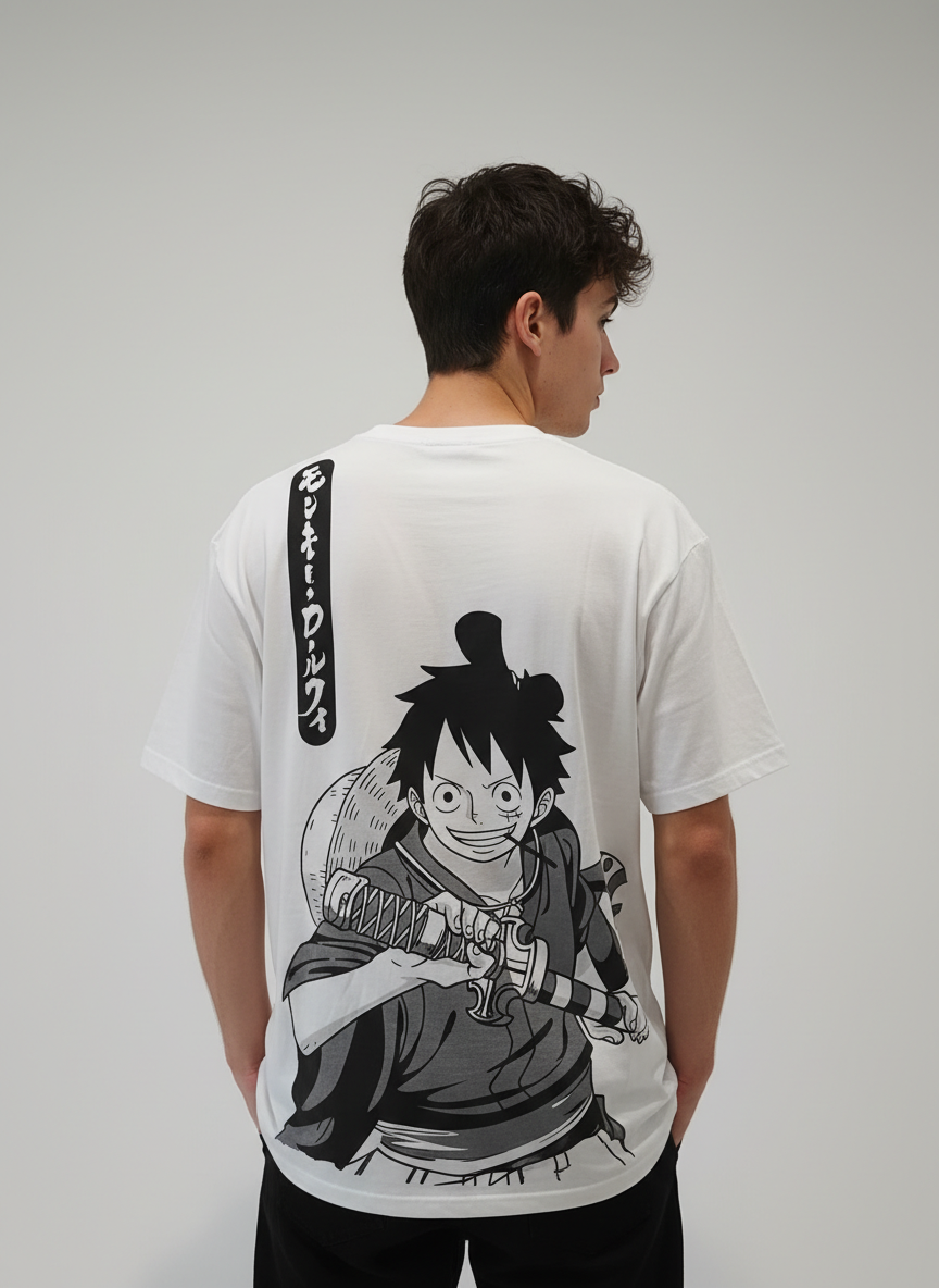 T-Shirt One Piece Doflamingo Back Print Blanc One Piece