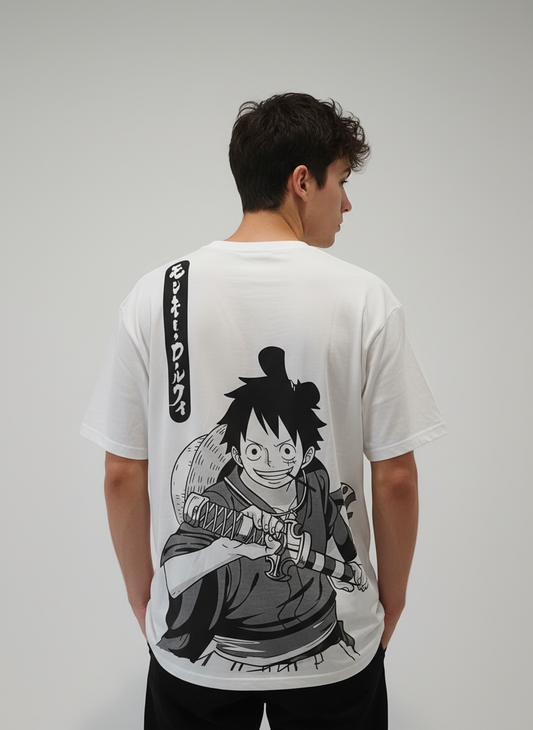 T-Shirt One Piece Doflamingo Back Print Blanc One Piece