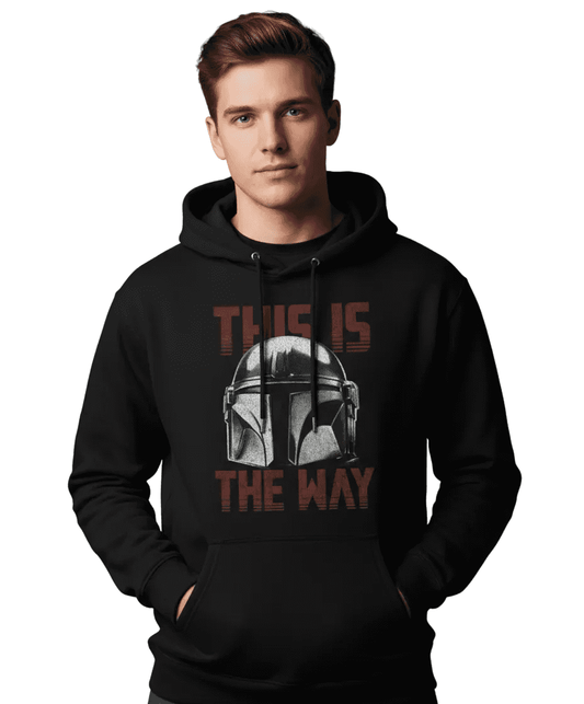 Sweat à capuche noir avec casque Mandalorian et texte 'This Is The Way' pour mode casual