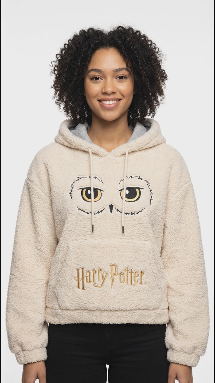 Sweat Sherpa Femme Harry Potter — Hedwige, Blanc Cassé