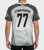 Dos du maillot STORMTROOPER 77 avec grand numéro noir et nom, design inspiré de Star Wars, idéal pour les collectionneurs de produits dérivés.