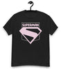 T-shirt noir avec logo emblématique Superman rose pastel, design du nouveau film Superman 2025, pour fans de super-héros DC Comics.