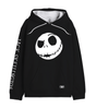 Sweat Disney Jack Skellington – Hoodie Officiel Noir avec grand motif visage de Jack sur le devant et inscription sur la manche droite. Parfait pour fans de L'Étrange Noël de monsieur Jack.