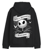 Sweat à capuche noir Disney Jack Skellington avec design gothique 'What a Wonderful Nightmare' au dos, toile d’araignée et chauves-souris.