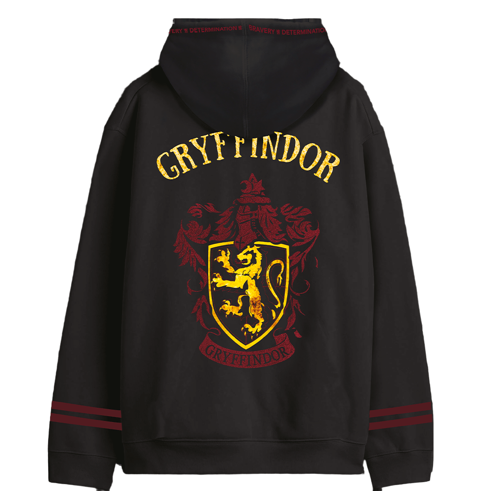 Sweat à capuche Harry Potter Gryffondor avec grand blason House Crest brodé au dos. Design officiel Legend Stuff, style magique et audacieux.