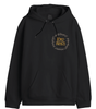 Sweat à capuche noir Seigneur des Anneaux avec logo doré de l’Anneau Unique sur la poitrine. Produit officiel pour fans de Tolkien.