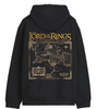 Dos du hoodie Seigneur des Anneaux avec carte détaillée de la Terre du Milieu et logo The Fellowship of the Ring. Sweat-shirt stylé et geek.