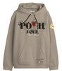 Sweat à capuche beige Winnie l’Ourson Officiel avec motif 'Pooh Love' à l’avant, logo Disney et poche kangourou. Style Disney tendance et confortable.