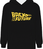 Sweat plaid oversize noir avec logo jaune Back to the Future, idéal pour fans de cinéma et vêtements confortables. Parfait pour homme ou femme.